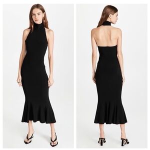 Norma Kamali Halter Turtle Fishtail Dress in Black size XS Retail $185